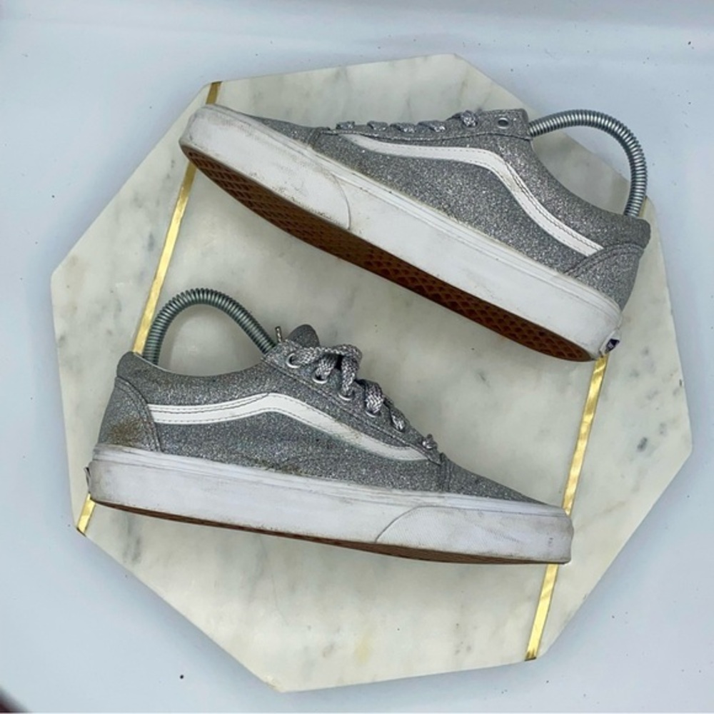 Vans Women’s Old Skool Silver Lurex Glitter Size 7.5